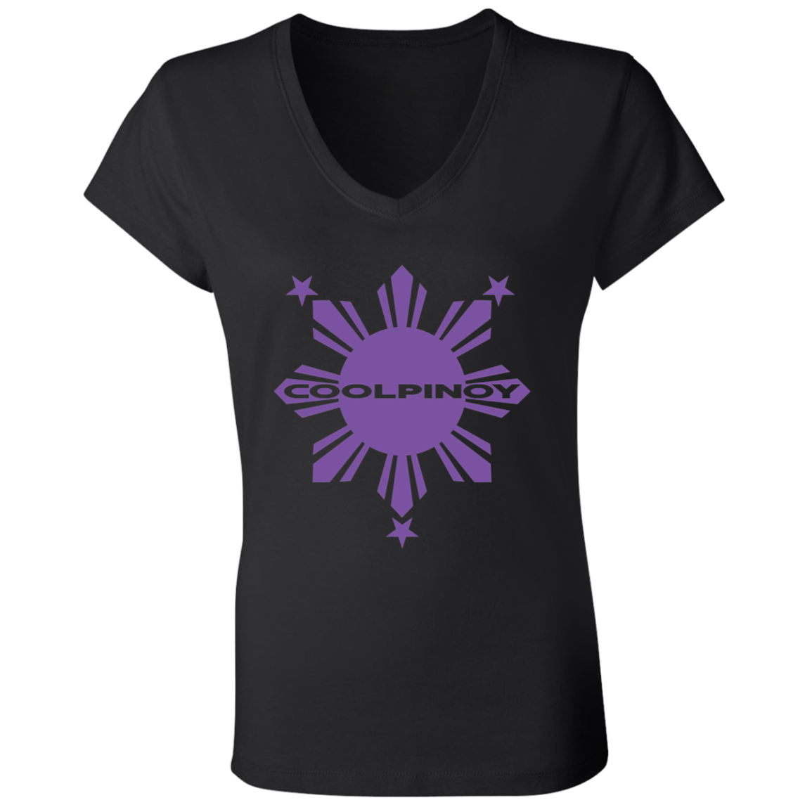 CoolPinoy Ube Ladies' Jersey V-Neck T-Shirt