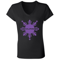 CoolPinoy Ube Ladies' Jersey V-Neck T-Shirt