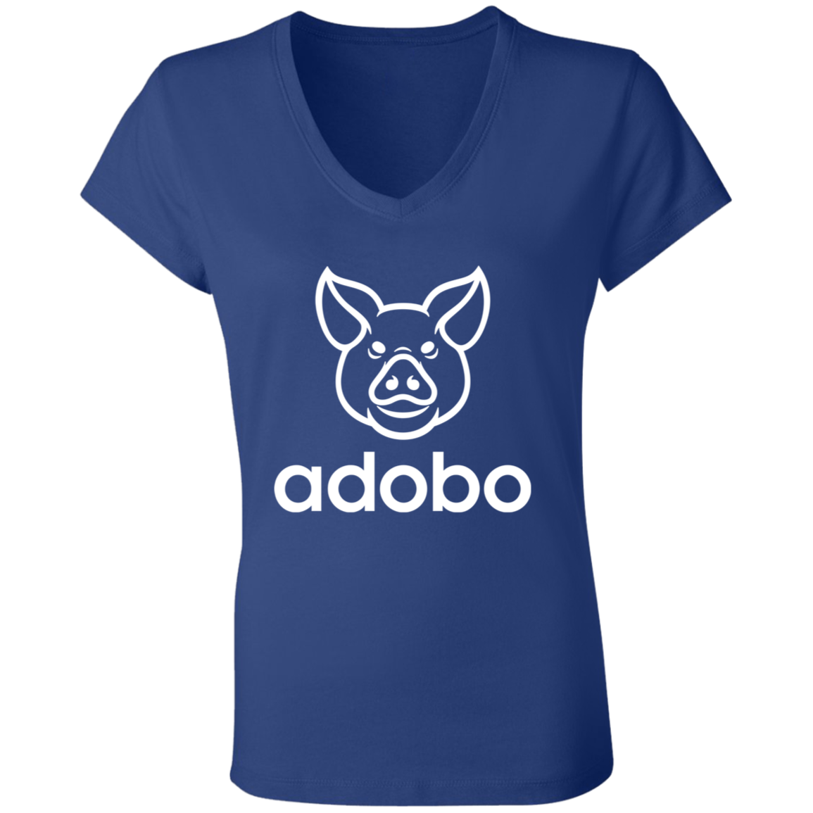 Adobo Pig Head Ladies Jersey V-Neck T-Shirt