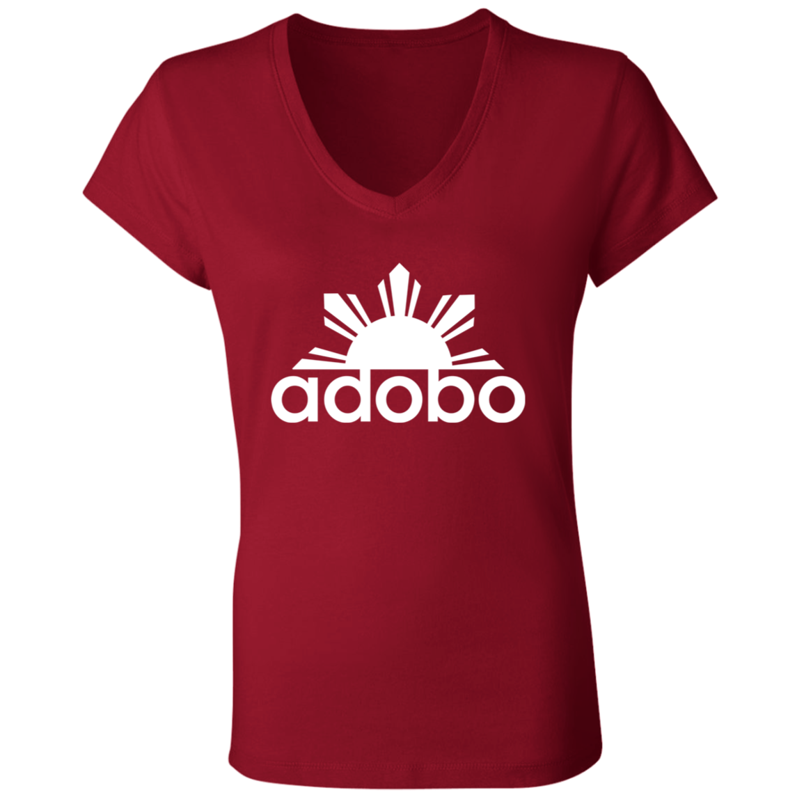 Adobo Half Sun Ladies Jersey V-Neck T-Shirt