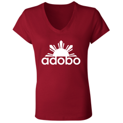 Adobo Half Sun Ladies Jersey V-Neck T-Shirt