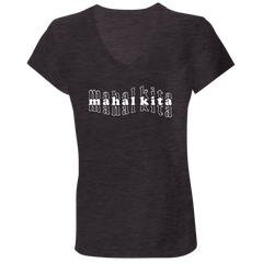 Mahal Kita Mesh Warp Ladies Jersey V-Neck T-Shirt