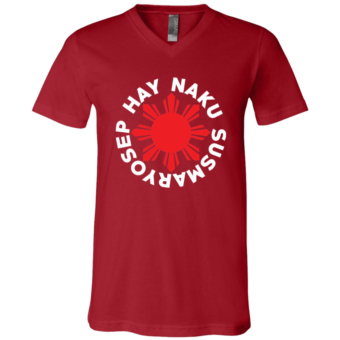 Hay Naku Susmaryosep Red Sun Unisex Jersey V-Neck T-Shirt