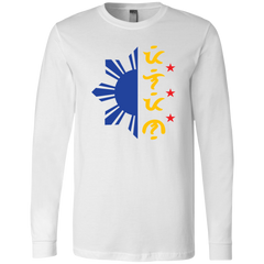 Tricolor Filipino in Baybayin Script Half Sun Mens Jersey Long Sleeve T-Shirt