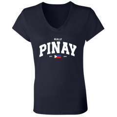 Half Pinay Ladies' Jersey V-Neck T-Shirt