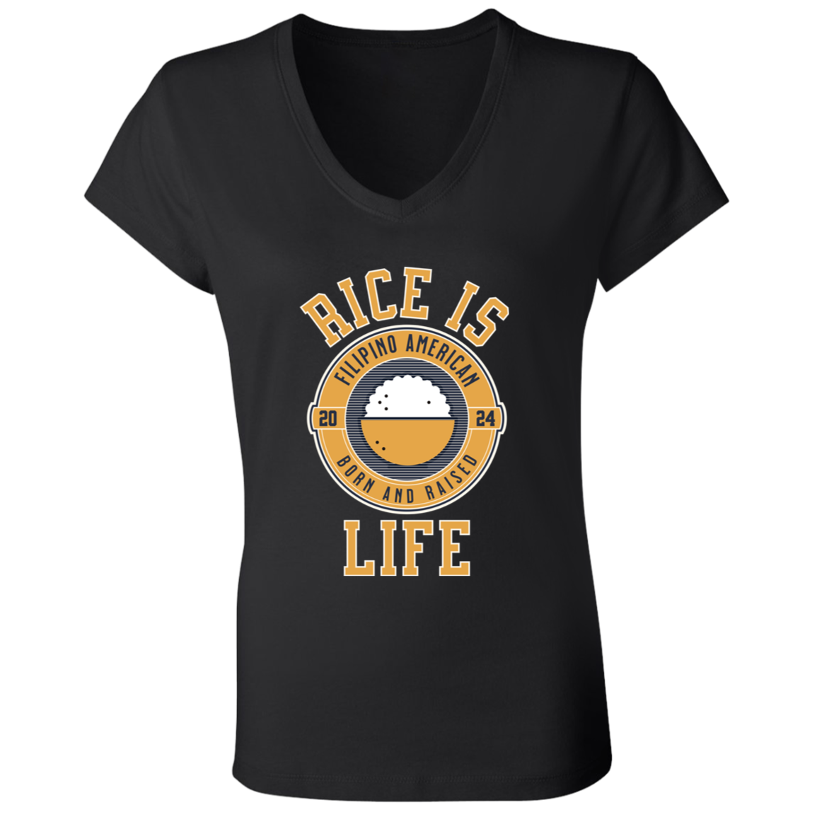 RIce is Life Ladies Jersey V-Neck T-Shirt