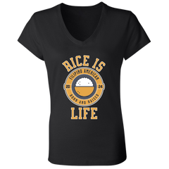 RIce is Life Ladies Jersey V-Neck T-Shirt