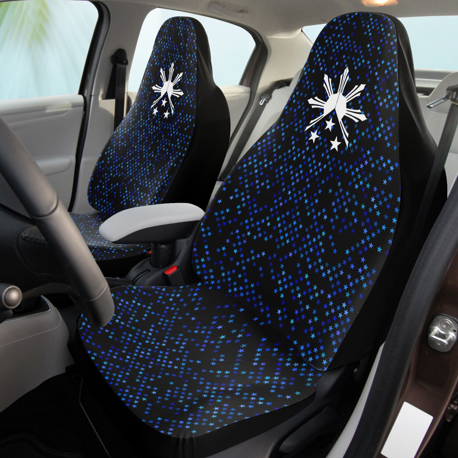 Philippines Sun and Stars Blue and White Car Seat Covers