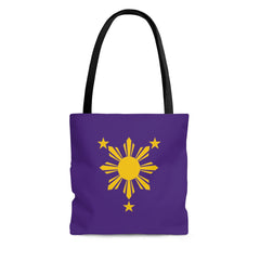 Purple and Yellow Sun and Stars Tote Bag
