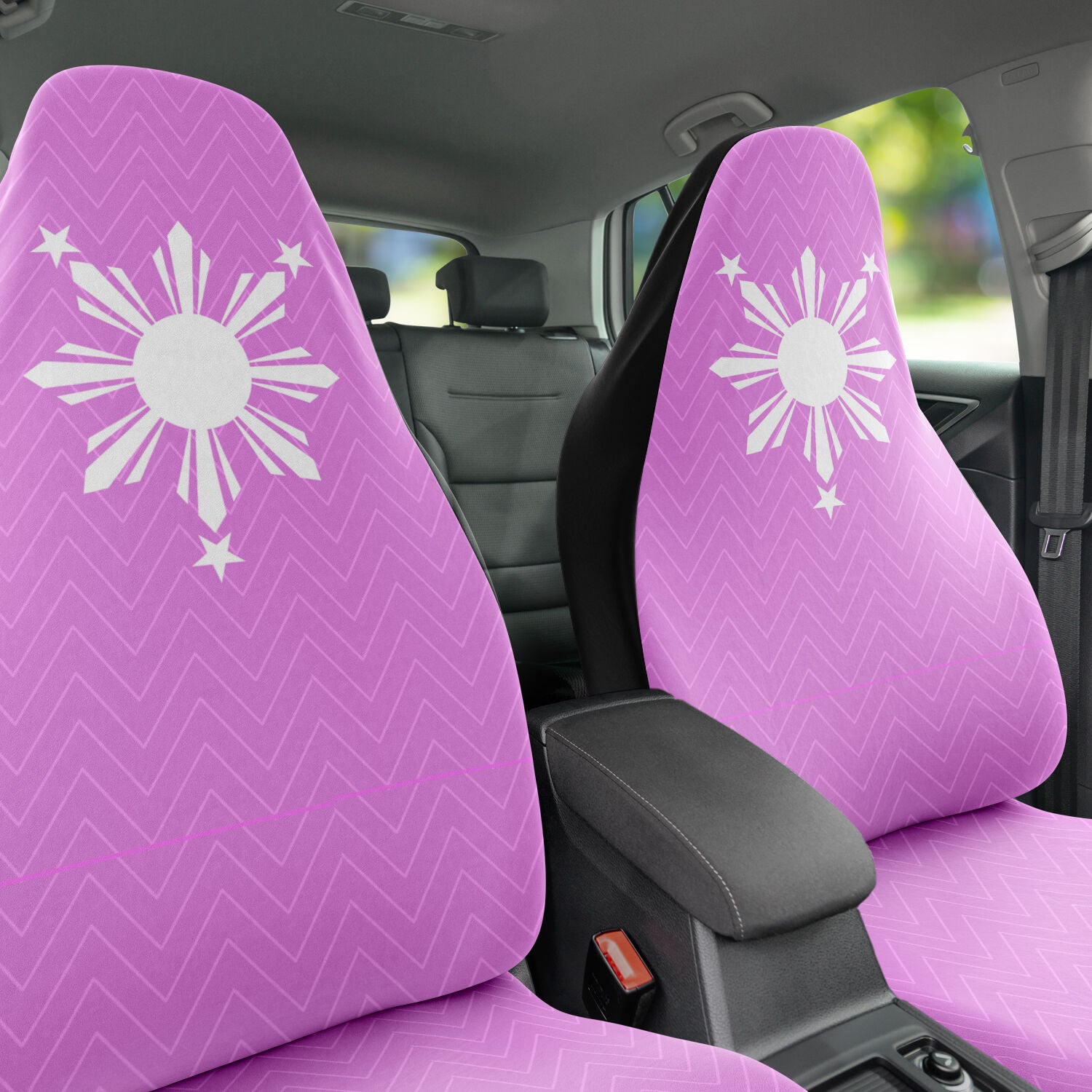 Pink and White Sun and Stars Car Seat Covers