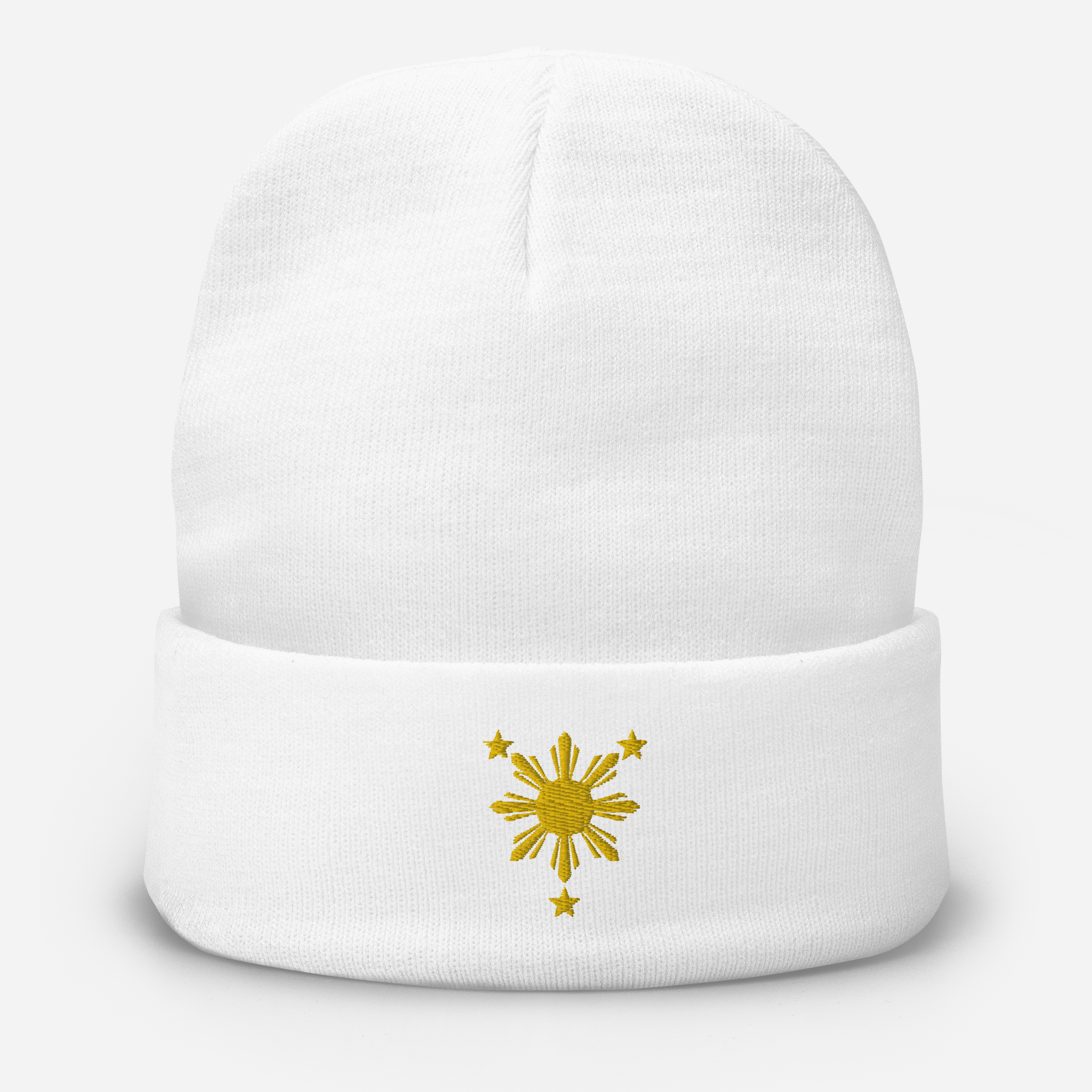 Yellow Sun and Stars Embroidered Beanie