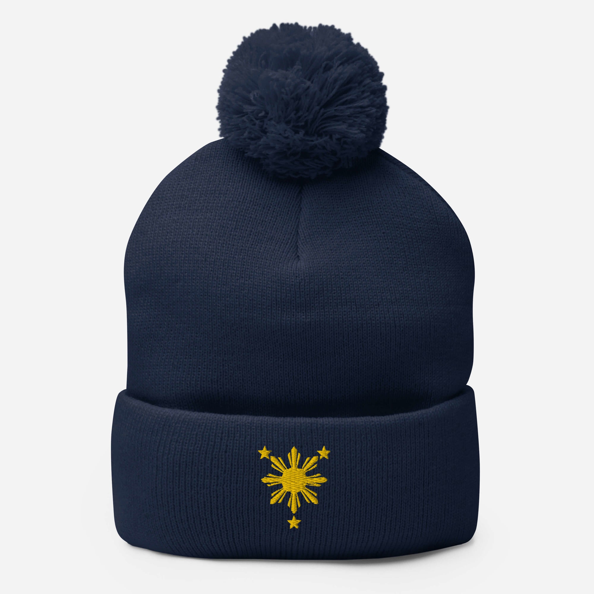 Yellow Sun and Stars Pom-Pom Beanie